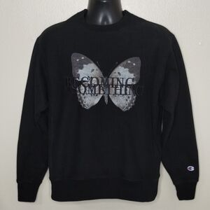 Champion Reverse Weave Adult Medium Sweatshirt Butterfly Becoming Something Blk